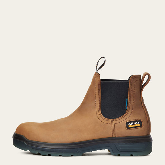 Ariat Men's Turbo Chelsea Soft Toe Waterproof Work Boot - Aged Bark - 10032609 - Overlook Boots