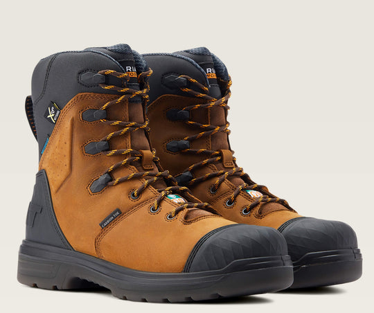 Ariat Men's Outlaw 8" Carbon Toe Waterproof CSA MetGuard Puncture Resistant Work Boot - Barley Brown - 10033998 7 / Medium / Brown - Overlook Boots