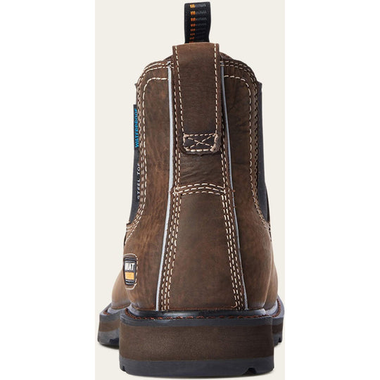 Ariat Men's Groundbreaker 6" Wide Square Steel Toe Waterproof Chelsea Work Boot - Dark Brown - 10034148 - Overlook Boots