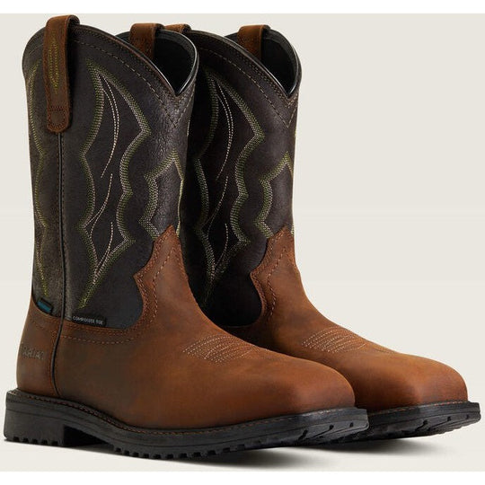 Ariat Men's RigTek Wide Square Toe Composite Toe Waterproof Work Boot - Distressed Brown - 10034156 - Overlook Boots