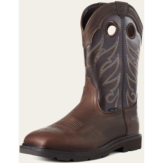 Ariat Men's Groundwork Wide Square Toe Steel Toe Slip Resistant Work Boot - Brown - 10034717 - Overlook Boots