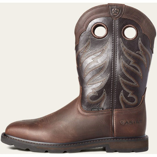 Ariat Men's Groundwork Wide Square Toe Steel Toe Slip Resistant Work Boot - Brown - 10034717 - Overlook Boots