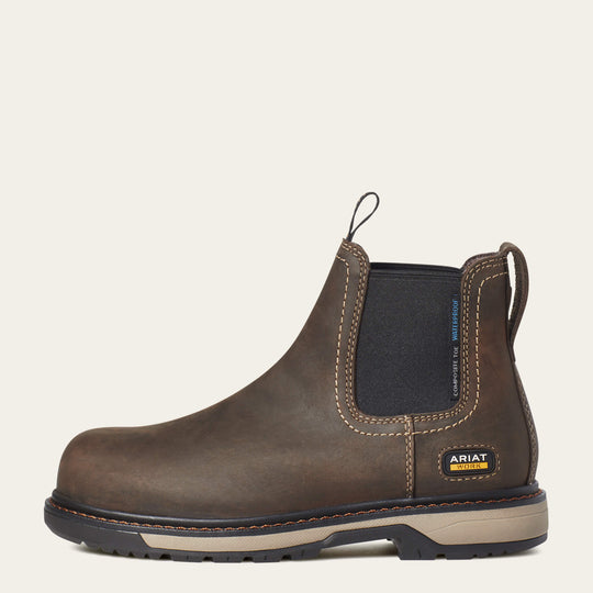 Ariat Women's Riveter Chelsea Composite Toe CSA Waterproof Puncture Resistant Work Boot - Dark Brown - 10035772 - Overlook Boots