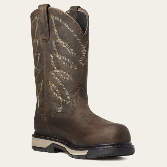 Ariat Women's Riveter Pull-On Composite Toe CSA Waterproof Puncture Resistant Work Boot - Dark Brown - 10035774 5.5 / Medium / Brown - Overlook Boots