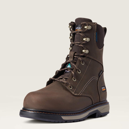 Ariat Women's Riveter CSA Glacier Grip 8" Composite Toe Waterproof 400G Insulated Puncture Resistant Work Boot - Dark Brown - 10036707 - Overlook Boots