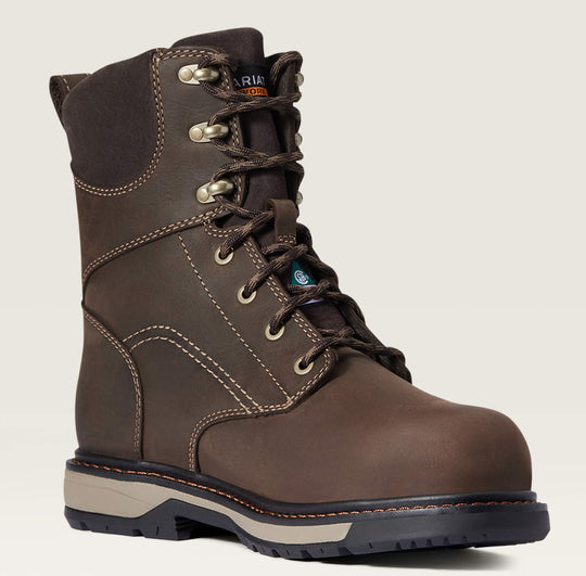 Ariat Women's Riveter CSA Glacier Grip 8" Composite Toe Waterproof 400G Insulated Puncture Resistant Work Boot - Dark Brown - 10036707 5.5 / Medium / Brown - Overlook Boots