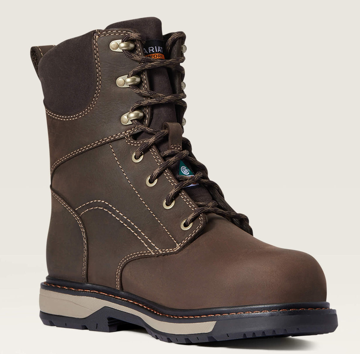 Ariat Women's Riveter CSA Glacier Grip 8" Composite Toe Waterproof 400G Insulated Puncture Resistant Work Boot - Dark Brown - 10036707 5.5 / Medium / Brown - Overlook Boots