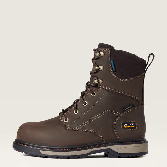 Ariat Women's Riveter CSA Glacier Grip 8" Composite Toe Waterproof 400G Insulated Puncture Resistant Work Boot - Dark Brown - 10036707 - Overlook Boots