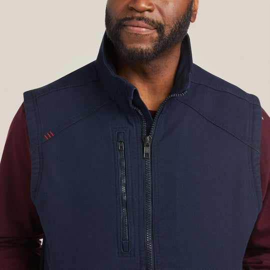 Ariat Men's Flame Resistant DuraLight Stretch Canvas Vest Navy - 10037641 - Overlook Boots