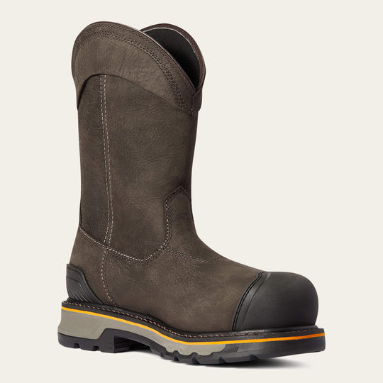 Ariat Men's Stump Jumper Pull On Composite Toe Waterproof Work Boot - Iron Coffee - 10038282 7 / Medium / Brown - Overlook Boots