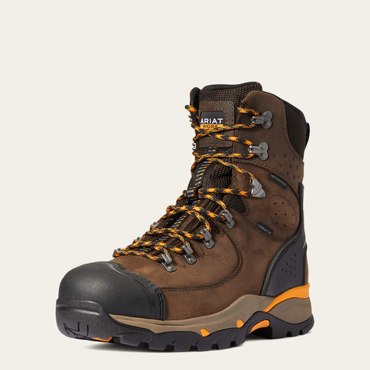 Ariat Men's Endeavor 8" Carbon Toe Waterproof Work Boot - Chocolate Brown - 10038373 - Overlook Boots