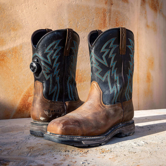 Ariat Men's WorkHog XT BOA Carbon Toe Slip Resistant Work Boot - Dark Earth - 10038923 - Overlook Boots