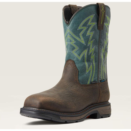 Ariat Men's WorkHog XT BOA Carbon Toe Waterproof Slip Resistant Work Boot - Bruin Brown - 10038924 - Overlook Boots