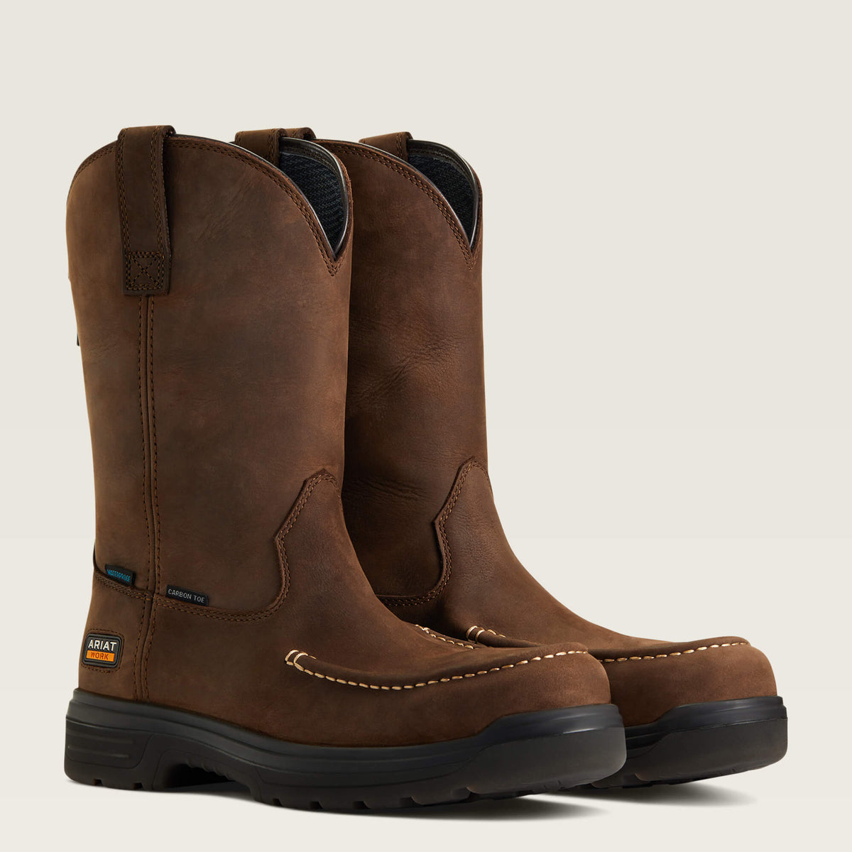 Ariat Men's Turbo Moc Toe Carbon Toe Waterproof Work Boot - Mocha - 10040396 7 / Medium / Brown - Overlook Boots