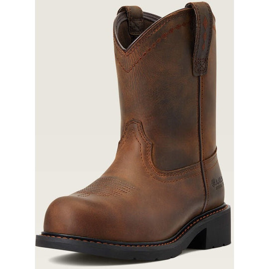 Ariat Women's Fatbaby Pull-On Steel Toe Slip Resistant Work Boot - Distressed Brown - 10040431 - Overlook Boots