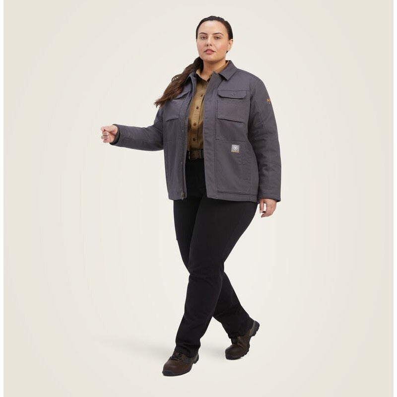 Ariat Women's Rebar DuraCanvas Sherpa-Lined Work Coat Grey - 10041469 - Overlook Boots