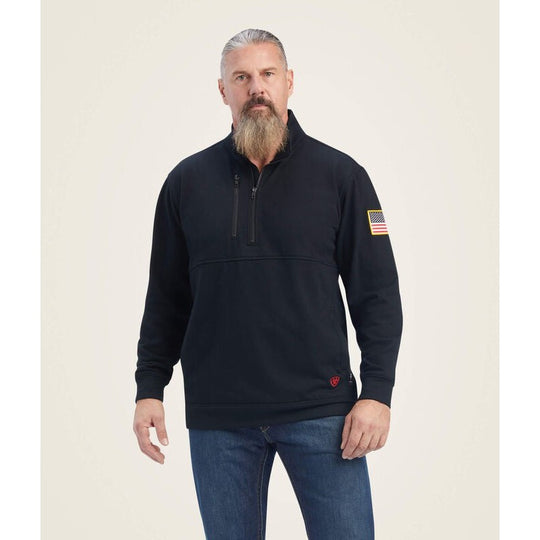 Ariat DuraStretch Camisa de Trabajo de Forro Polar para Hombre, Cierre 1/2, Resistente al Fuego (FR) - Negro - 10041480