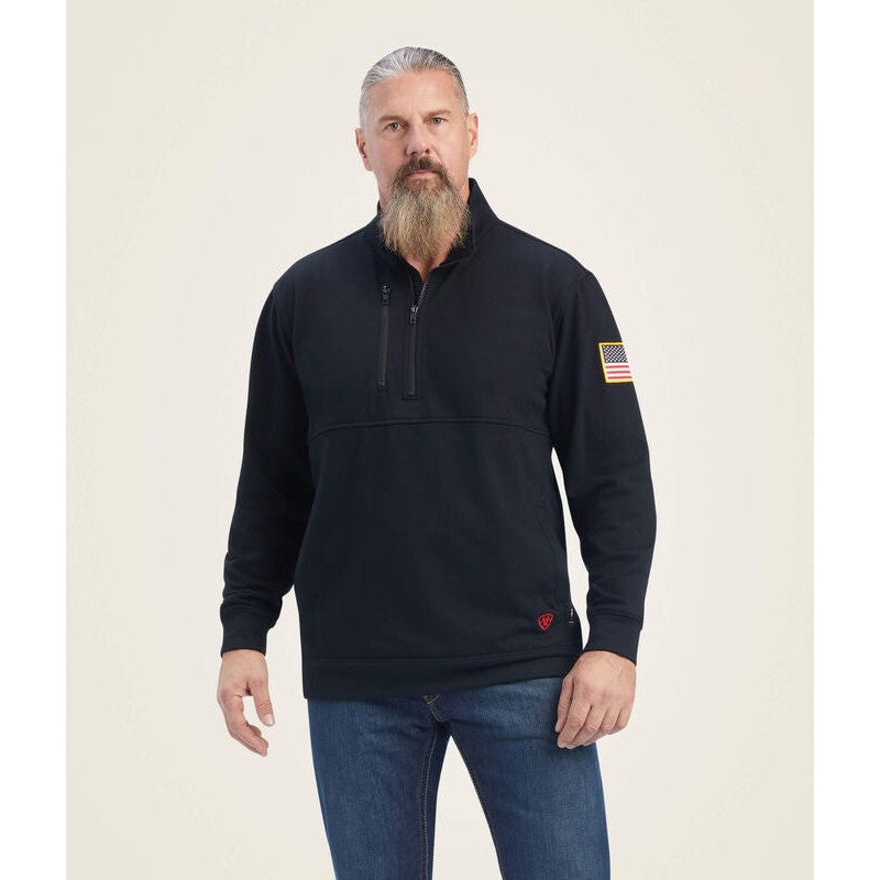 Ariat Men's Flame Resistant DuraStretch Fleece 1/2 Zip Job Shirt Black - 10041480 Small / Black / Standard - Overlook Boots