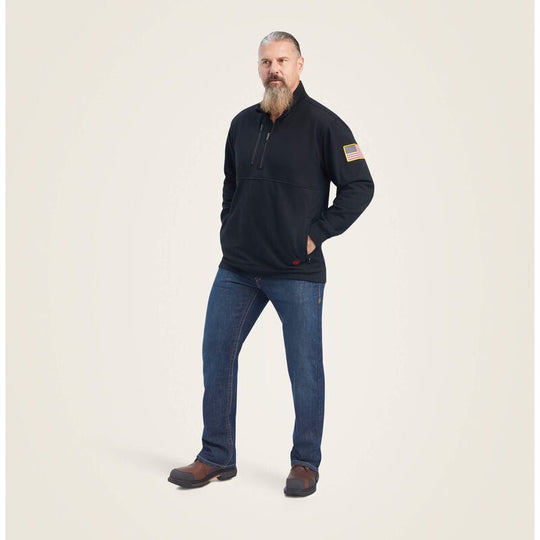 Ariat DuraStretch Camisa de Trabajo de Forro Polar para Hombre, Cierre 1/2, Resistente al Fuego (FR) - Negro - 10041480 - Imagen 2