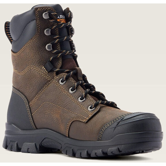 Ariat Men's Treadfast 8" Soft Toe Waterproof Slip Resistant Work Boot - Dark Brown - 10042484 6 / Medium / Brown - Overlook Boots