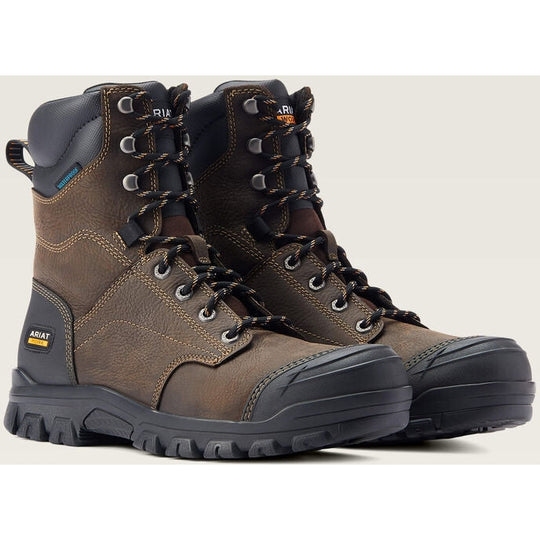 Ariat Men's Treadfast 8" Soft Toe Waterproof Slip Resistant Work Boot - Dark Brown - 10042484 - Overlook Boots