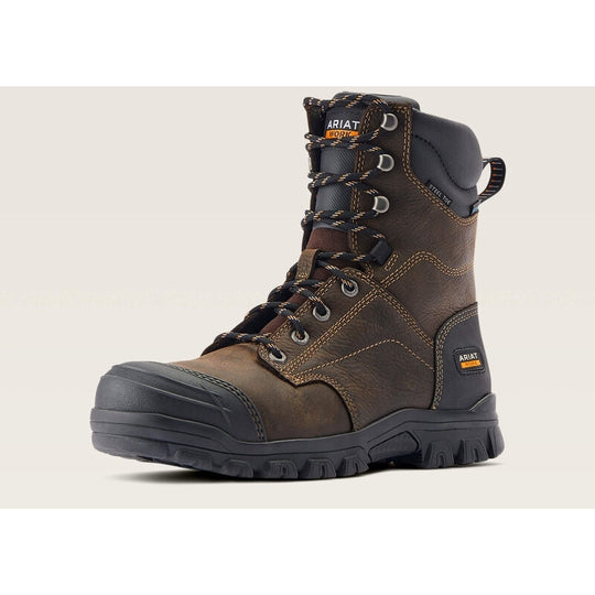 Ariat Men's Treadfast 8" Steel Toe Waterproof Slip Resistant Work Boot - Dark Brown - 10042496 - Overlook Boots