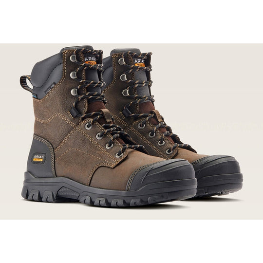 Ariat Men's Treadfast 8" Steel Toe Waterproof Slip Resistant Work Boot - Dark Brown - 10042496 - Overlook Boots