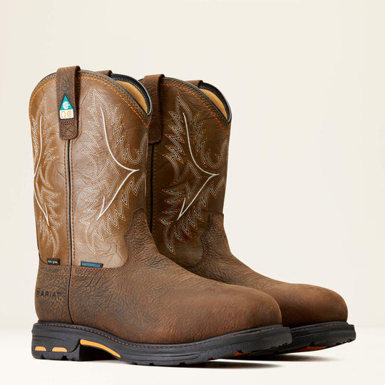 Ariat Men's WorkHog CSA Composite Toe Waterproof Insulated Work Boot - Bruin Brown - 10042552 - Overlook Boots
