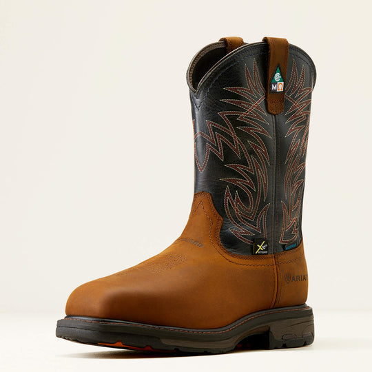 Ariat Men's WorkHog 11" Composite Toe Waterproof MetGuard CSA Puncture Resistant Work Boot - Dark Copper/Midnight Blue - 10042553 - Overlook Boots