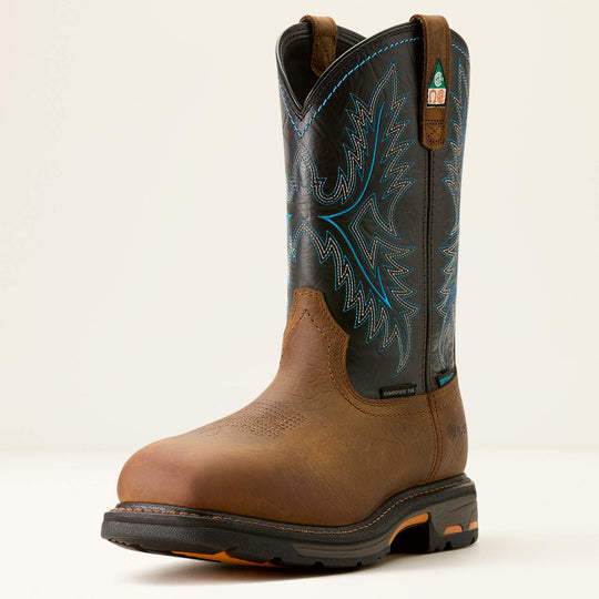 Ariat Men's WorkHog 11" Composite Toe Waterproof CSA Puncture Resistant Work Boot - Tumbled Bark/Twilight - 10042554 - Overlook Boots