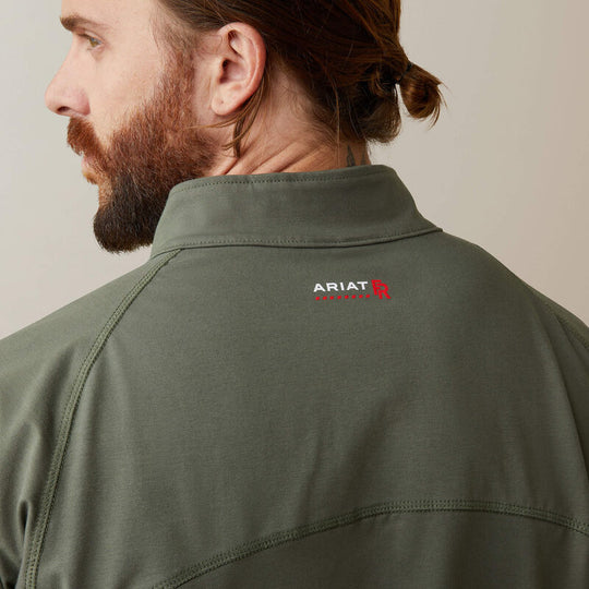 Ariat Men's Flame Resistant Combat Stretch Patriot Zip Work Shirt -Sage - 10043566 - Overlook Boots