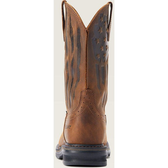 Ariat Men's Sierra Shock Shield Patriot Steel Toe Slip Resistant Work Boot - Distressed Brown - 10044426 - Overlook Boots