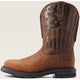 Ariat Men's Sierra Shock Shield Patriot Steel Toe Slip Resistant Work Boot - Distressed Brown - 10044426 - Overlook Boots