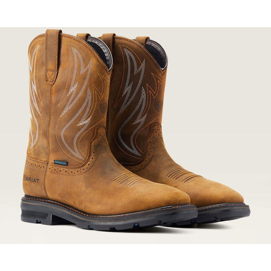 Ariat Men's Sierra Shock Shield Soft Toe Waterproof Work Boot - Distressed Brown - 10044545 - Overlook Boots