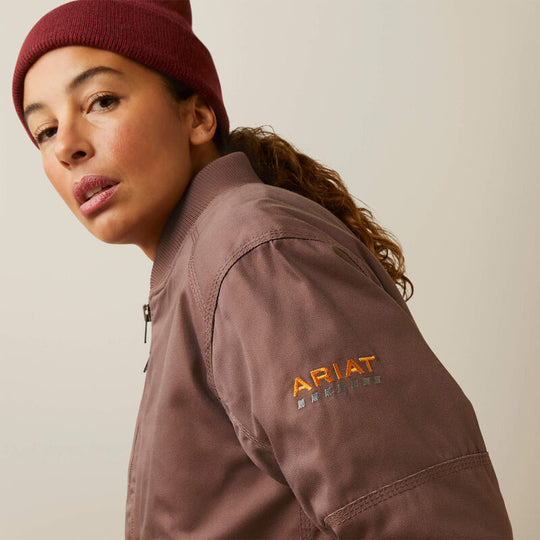 Ariat Women's Rebar Stretch Canvas Bomber Jacket Pepper - 10046382 - Overlook Boots