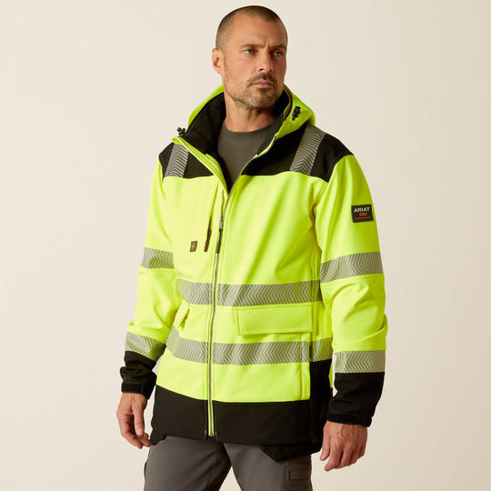Ariat Rebar Chamarra Softshell para Hombre, Resistente al Agua, Alta Visibilidad - Amarillo - 10046407 - Imagen 8