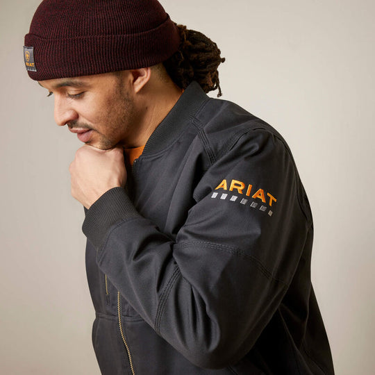 Ariat Men's Rebar Stretch Canvas Bomber Jacket Black - 10046515 - Overlook Boots