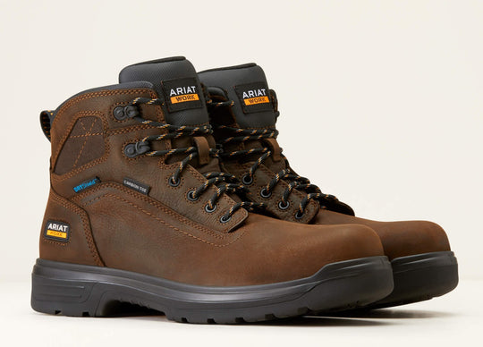 Ariat Men's Turbo 6" Carbon Toe Waterproof Work Boot - Rich Brown - 10046861 7 / Medium / Brown - Overlook Boots