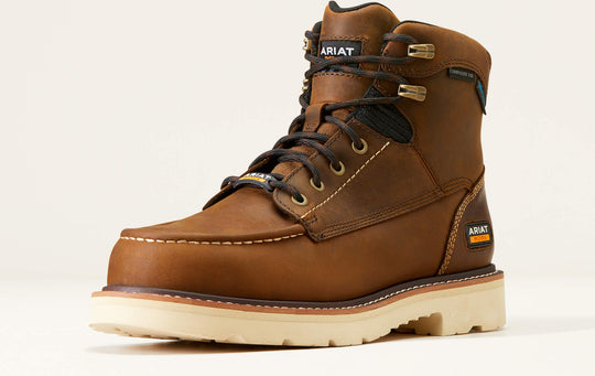 Ariat Men's Rebar Lift 6" Composite Toe Waterproof Work Boot - Distressed Brown - 10046876 - Overlook Boots