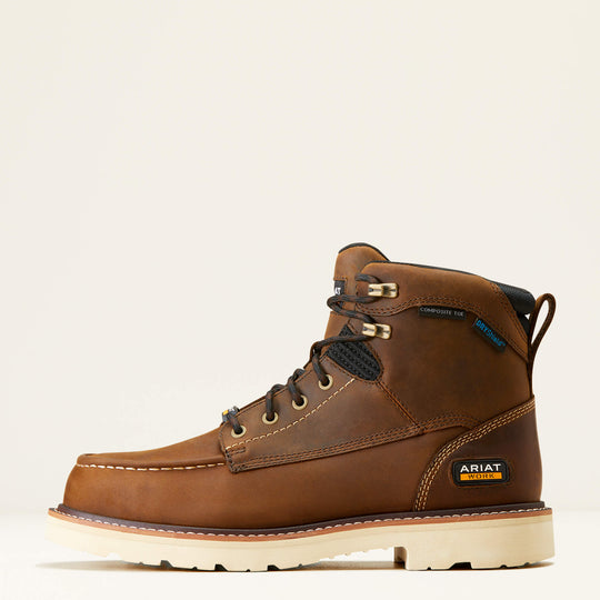 Ariat Men's Rebar Lift 6" Composite Toe Waterproof Work Boot - Distressed Brown - 10046876 - Overlook Boots