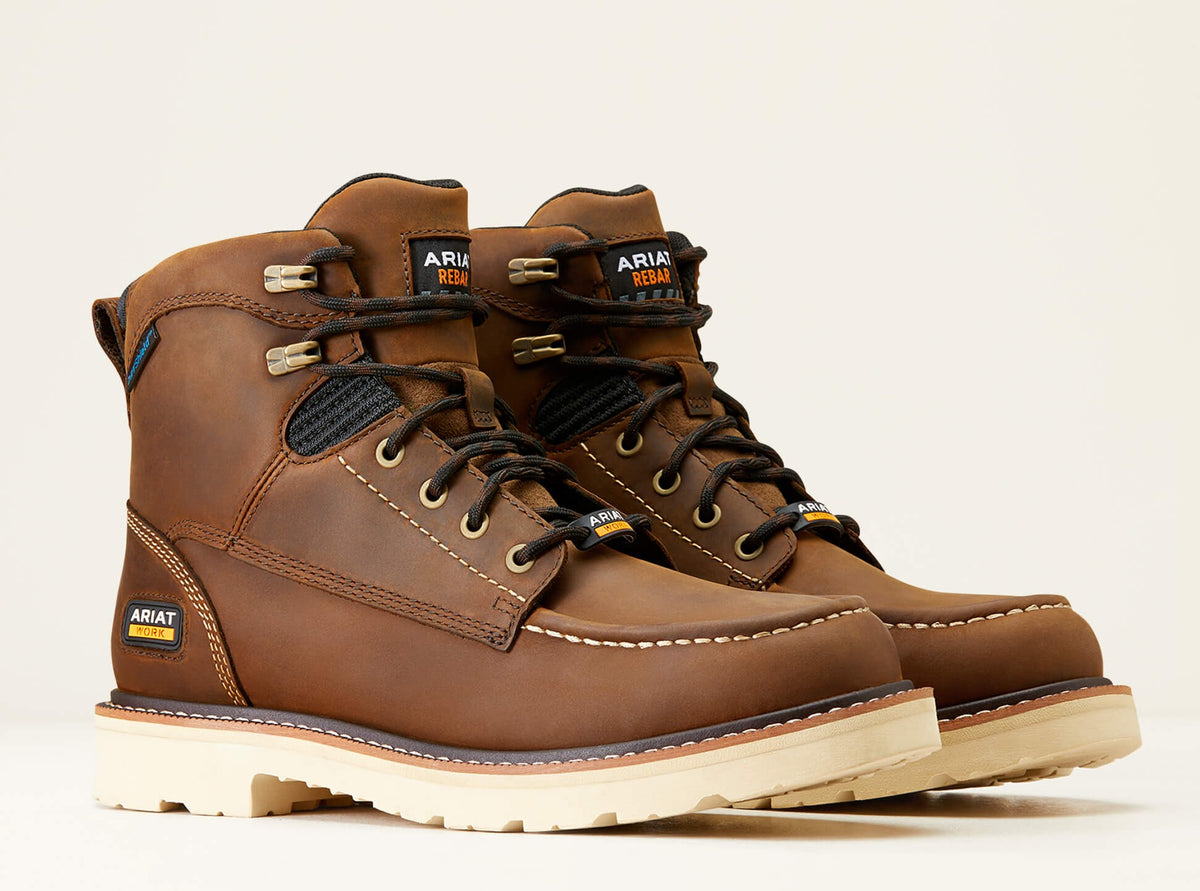 Ariat Men's Rebar Lift 6" Soft Toe Waterproof Work Boot - Brown - 10046877 6 / Medium / Brown - Overlook Boots