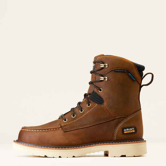 Ariat Men's Rebar Lift 8" Composite Toe Waterproof Work Boot - Distressed Brown - 10047028 - Overlook Boots