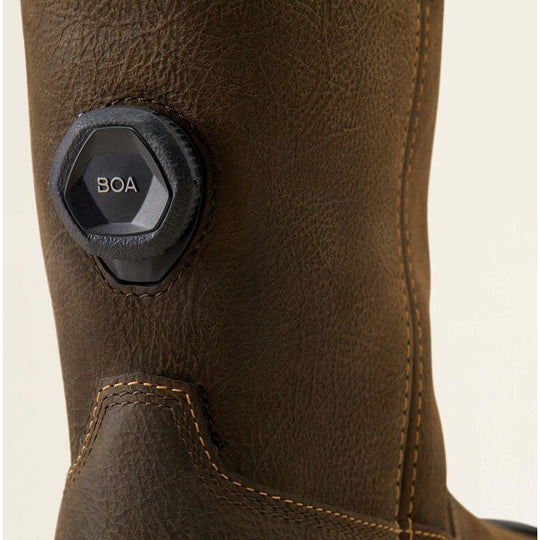 Ariat Men's Stump Jumper BOA Composite Toe Waterproof Wellington Work Boot - Iron Coffee - 10048061 - Overlook Boots