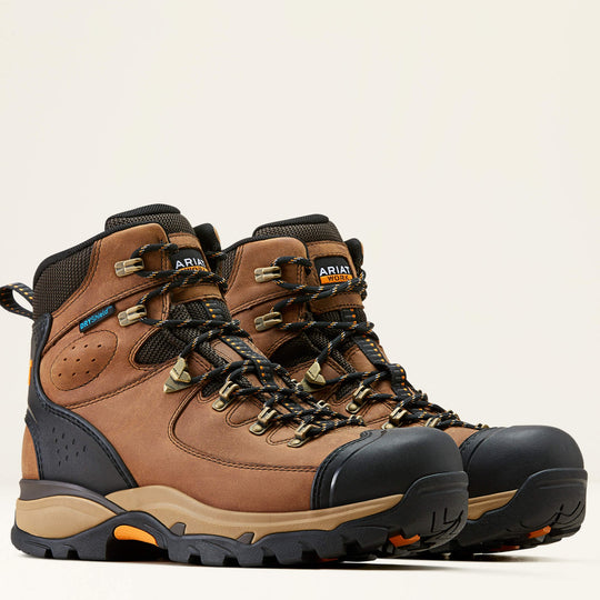 Ariat Men's Endeavor 6" Soft Toe Waterproof Lace-Up Work Boot- Brown- 10050826 - Overlook Boots