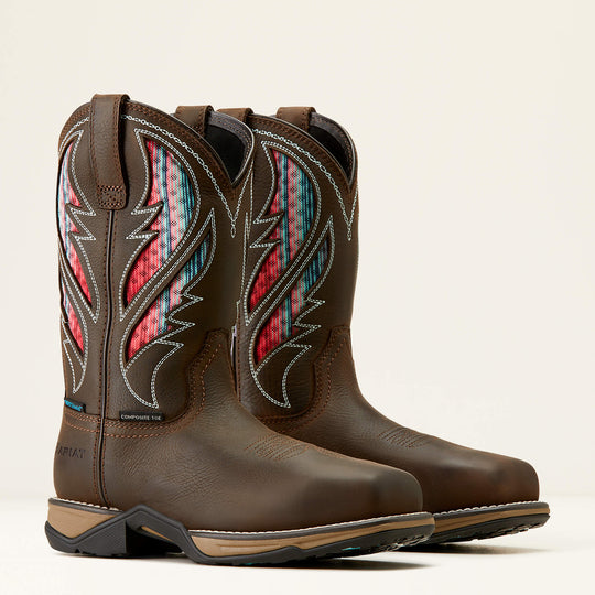 Ariat Women's Anthem VentTEK 10" Composite Toe Waterproof Work Boot - Dark Chocolate/Serape - 10050827 5.5 / Medium / Brown - Overlook Boots