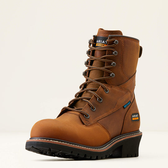 Ariat Men's Logger Shock Shield 8" Soft Toe Waterproof Lace-Up Work Boot - Copper Brown - 10050841 - Overlook Boots