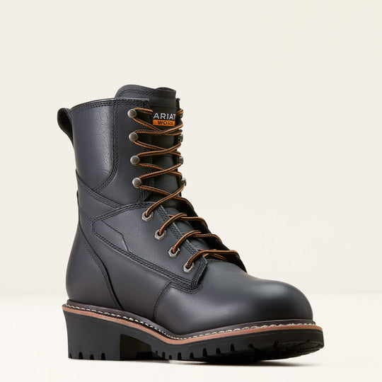 Ariat Men's Logger Shock Shield 8" Soft Toe Waterproof Lace-Up Work Boot - Black - 10050842 - Overlook Boots