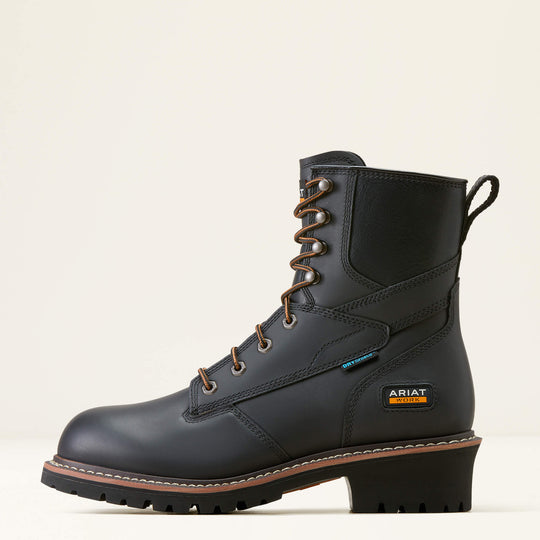 Ariat Men's Logger Shock Shield 8" Soft Toe Waterproof Lace-Up Work Boot - Black - 10050842 - Overlook Boots