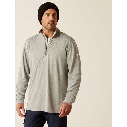 Ariat Primo Capa Base para Hombre, Cierre de 1/4, Resistente al Fuego (FR) - Gris - 10052067