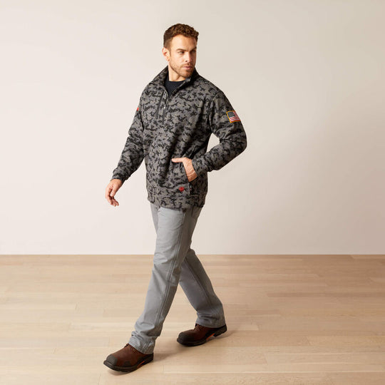Ariat DuraStretch Camisa de Trabajo de Polar para Hombre, Zíper a la Mitad, FR - Charcoal Digi Camo - 10052074 - Imagen 2